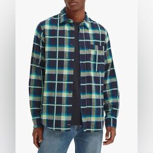 Scotch & Soda Shirt Mens  Flannel Button Down Plaid Check Blue Size XL